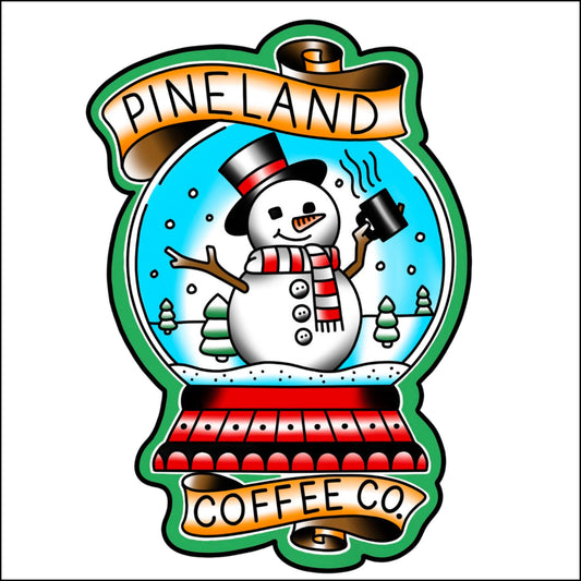 Pineland Coffee Co. Snowman Acrylic Ornament — Custom Holiday Coffee Shop Decoration